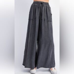 393 🌻EASEL WIDE LEG WASHED DENIM PANTS